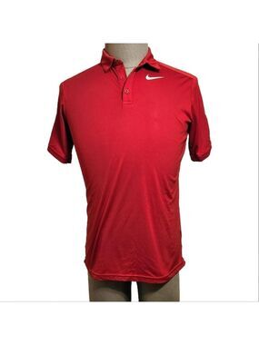 Nike Men's Red Polo Shirt with Swoosh Logo
